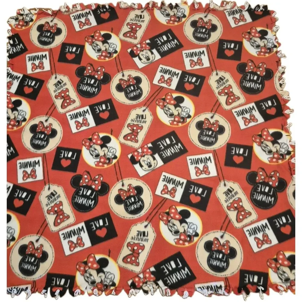 Minnie Mouse Flannel Throw Blanket Handcrafted Red Black White 60x56